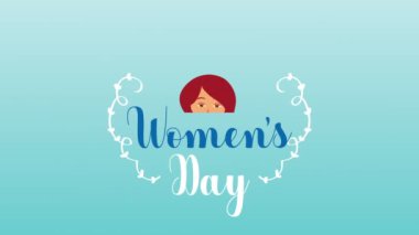 Genç bir kızla mutlu kadınlar günü animasyonu.