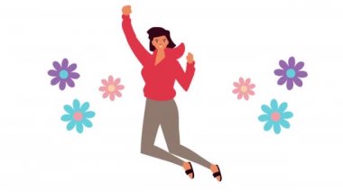 Çiçek desenli atlayan düşünceli genç kadın.