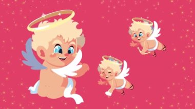 Meleklerin uçtuğu mutlu sevgililer günü kartı