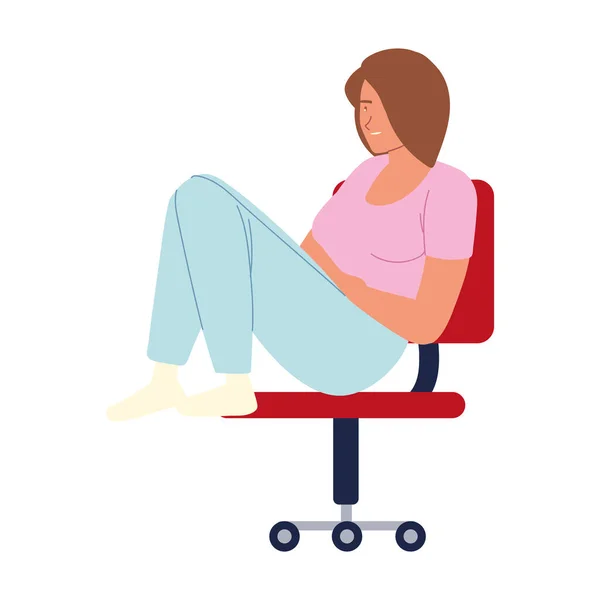 Νεαρή γυναίκα που κάθεται στην καρέκλα γραφείου αναπαύεται, αναβλητικότητα απομονωμένο σχέδιο — Διανυσματικό Αρχείο