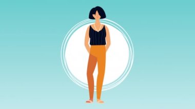 Kısa saçlı güzel bir kadın.