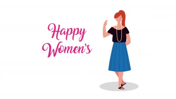Cartão de dia feliz das mulheres com menina bonita — Vídeo de Stock