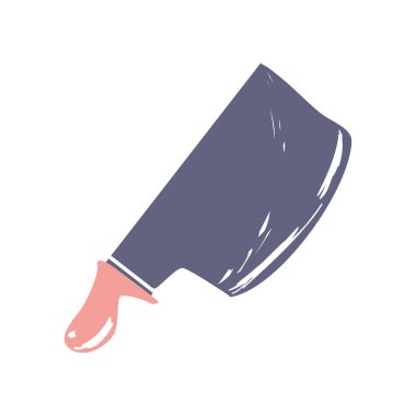 meat cleaver knife utensil cooking sketch isolated style