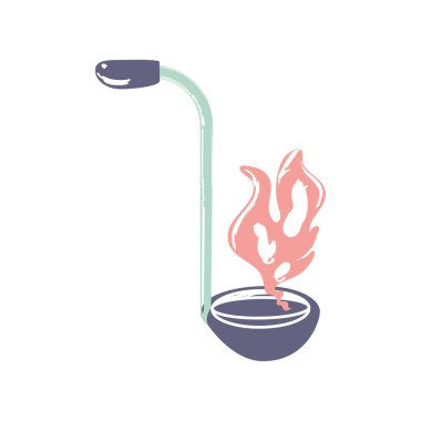 Alev aletleri pişirme kepçesiyle izole edilmiş taslak