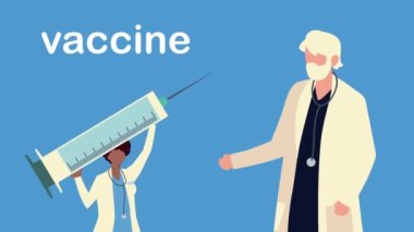 Kovid19 aşı şırıngası olan doktorlar.