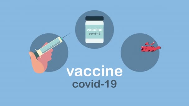 Covid19 Pandemie-Impfstoff Set Symbole — Stockvideo