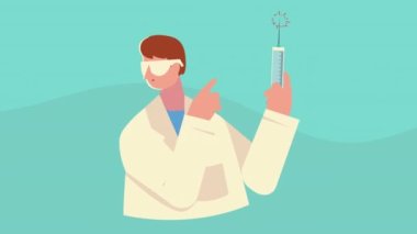 Aşı şırıngalı erkek doktor