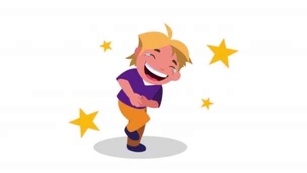 Pequeno loiro menino rindo com estrelas — Vídeo de Stock