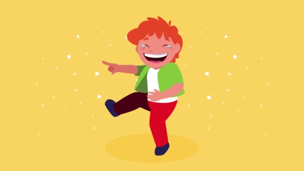 Kisfiú vörös haj vihogó karakter — Stock videók