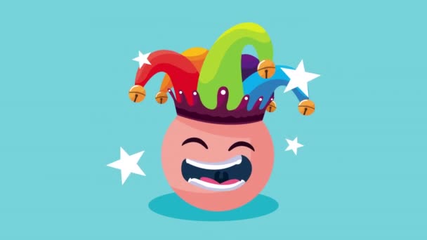 Emoji con bufón sombrero accesorio de animación — Vídeo de stock