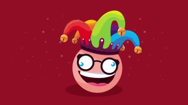 Emoji iført briller og joker hat – Stock-video