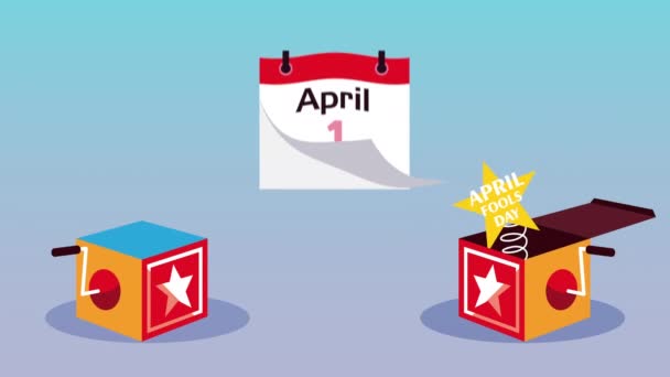 April fools day calendar and surprise boxes — Stock Video