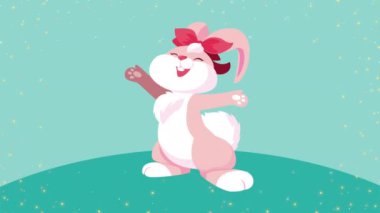 Mutlu paskalya kartları ve tatlı dişi tavşanlar.