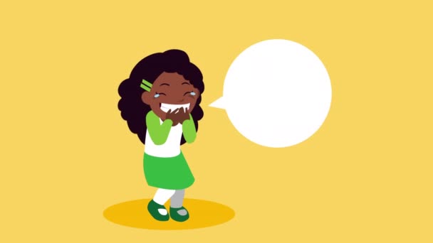 Kis afro lány vihog karakter — Stock videók