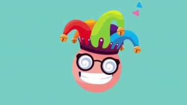 Gözlük ve soytarı şapkası takan emoji