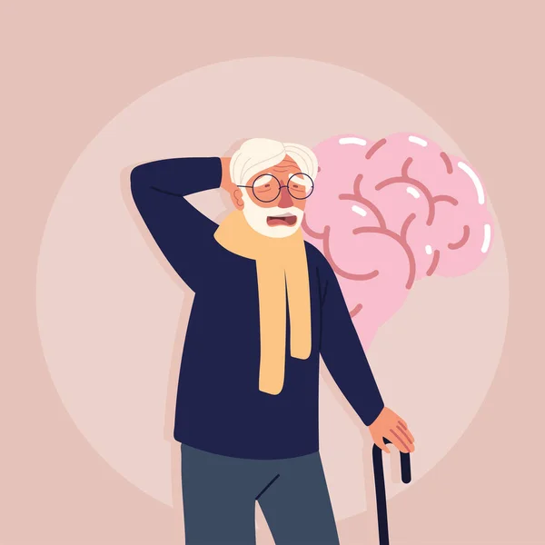 Alzheimer confuso nonno — Vettoriale Stock