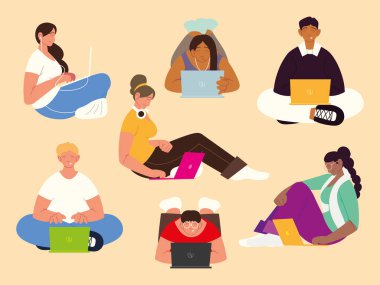 dizüstü bilgisayar kullanan insanlar