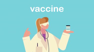 Aşı tüpleri ve şırıngaları olan doktorlar.