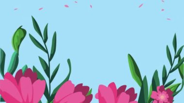 Güzel pembe çiçek bahçesi sahnesi