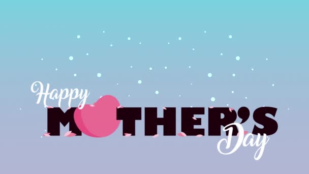 Feliz dia das mães lettering com mamãe e filhos — Vídeo de Stock