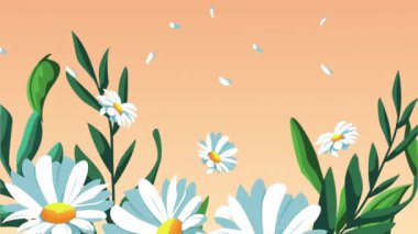 Güzel beyaz ve mavi çiçek bahçesi sahnesi