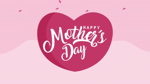 Szczęśliwy dzień matki literowanie w sercu miłość — Wideo stockowe