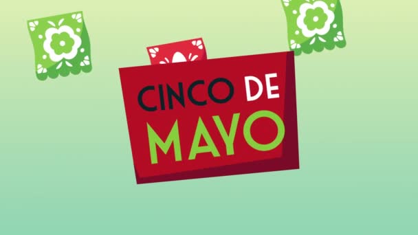 Perayaan surat Cinco de mayo dengan karangan bunga kertas — Stok Video