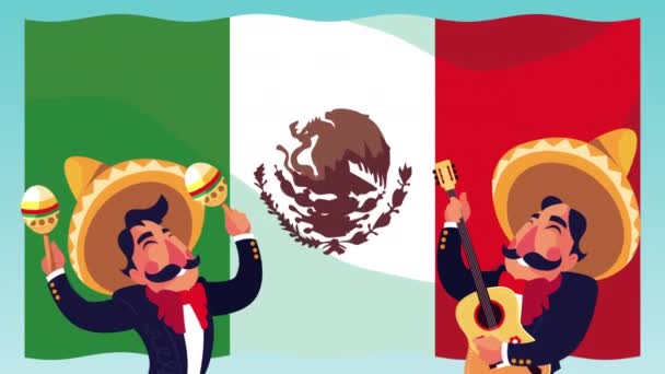 Μεξικάνοι mariachis παίζουν χαρακτήρες οργάνων — Αρχείο Βίντεο