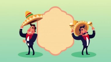 Marakas karakterlerini oynayan ve şarkı söyleyen Meksikalı marakisliler.