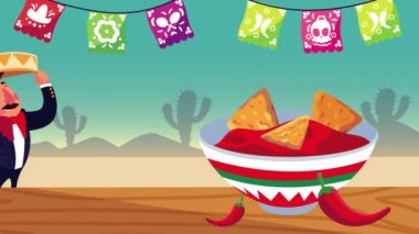 Meksika mariachi 'si Nachos karakterli şarkı söylüyor.