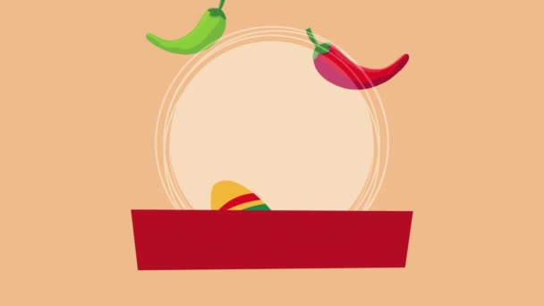 Mexické mariachi s chilli paprikou vzor — Stock video