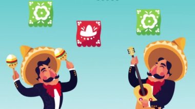 Meksikalılar gitar ve çelenk çalan Marakas karakterleri.