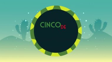 Dairesel çerçevede cinco de mayonez harfleri