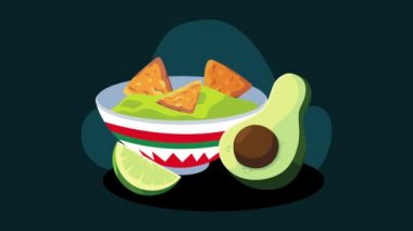Guacamole ve avokado soslu cips ile mayonez kutlaması.