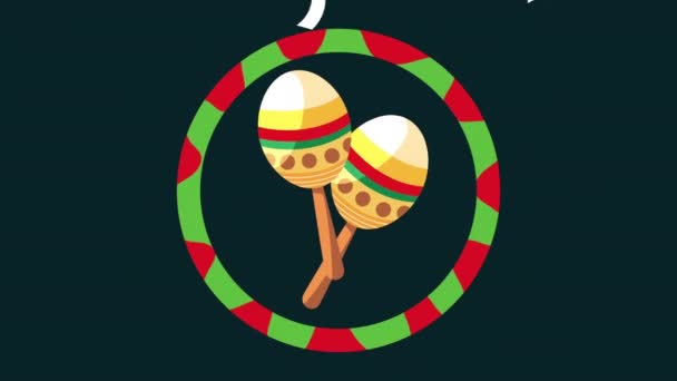 Cinco de mayo celebration with maracas in circular frame — Stock Video