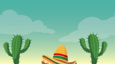 Cinco de mayonez kutlaması. Kaktüs bıyıklı ve mariachi şapkalı.