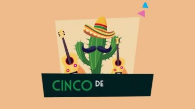 Cinco de Mayo, Mariachi kaktüsü ve gitarlarıyla kutlama yapıyor.