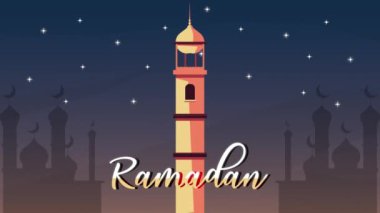 Ramazan Kareem, Müslüman tapınağı manzaralı animasyon.