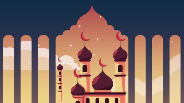 Ramadán kareem animace s taj mahal chrám — Stock video