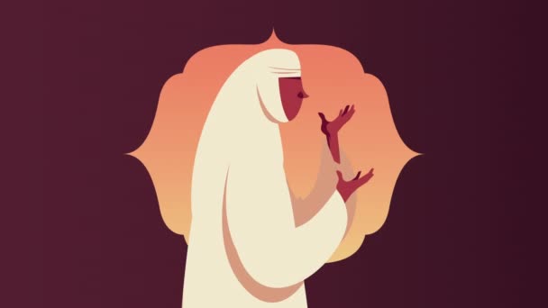 Ramadán kareem animace s muslimskou ženou modlí — Stock video