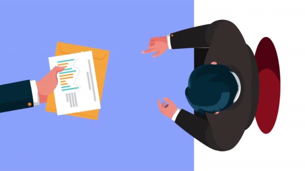 Financial planning economy animation with business persons and documents — Stock Video