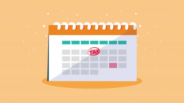 Animace daňového dne s kalendářem — Stock video