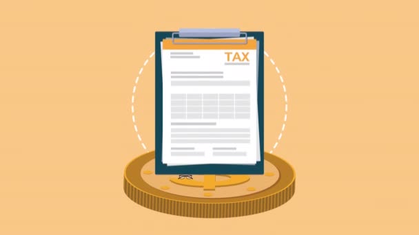 Tax day animation with documents in clickboard — Stock Video