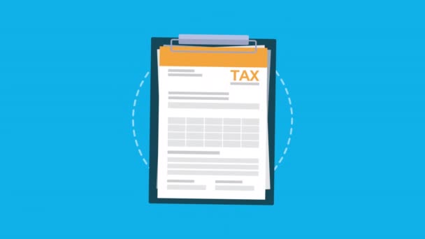 Tax day animation with document in clickboard — Stock Video