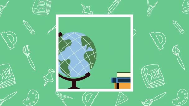 地球と本の学校にはアニメーションがあります — ストック動画