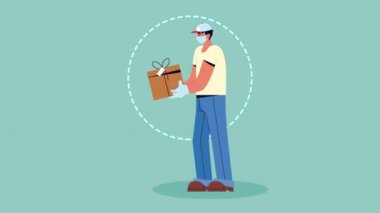 Kutulu güvenli servis çalışanı