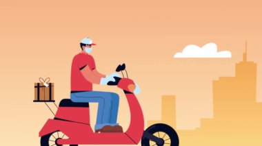 Motosikletli güvenli servis çalışanı