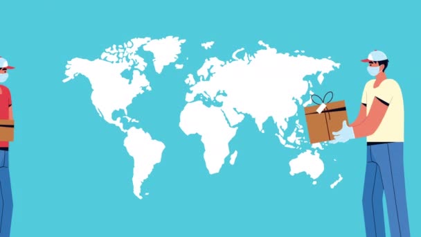 курьеры с коробками на планете Земля