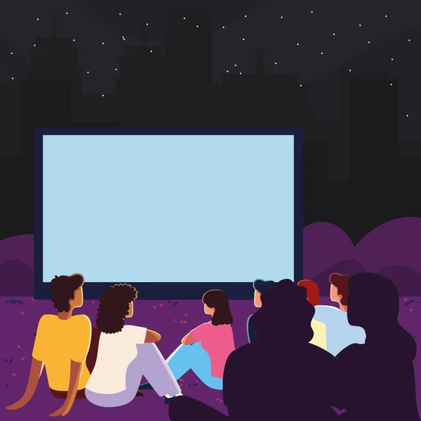 Concepto de cine al aire libre — Vector de stock