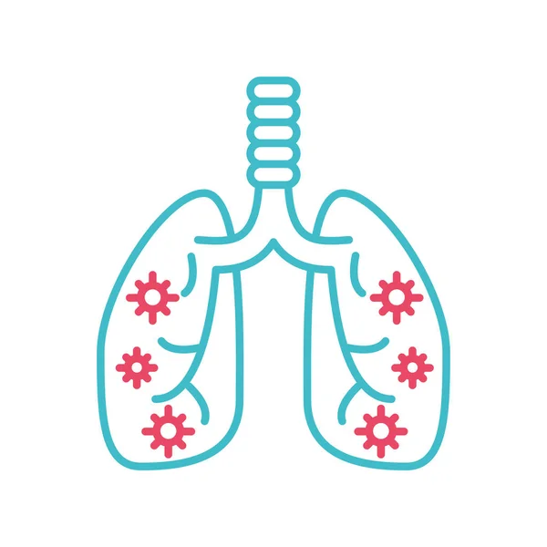 Pulmones humanos infectados — Vector de stock